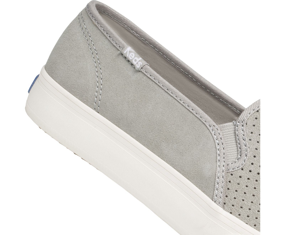 Keds Womens Slip Ons Grey - Double Decker Perf Suede - 853PWTONK